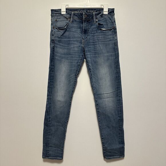 American Eagle Jeans Mens 32x32 Blue Slim Taper Denim Pants Flex Stretch - Picture 1 of 7